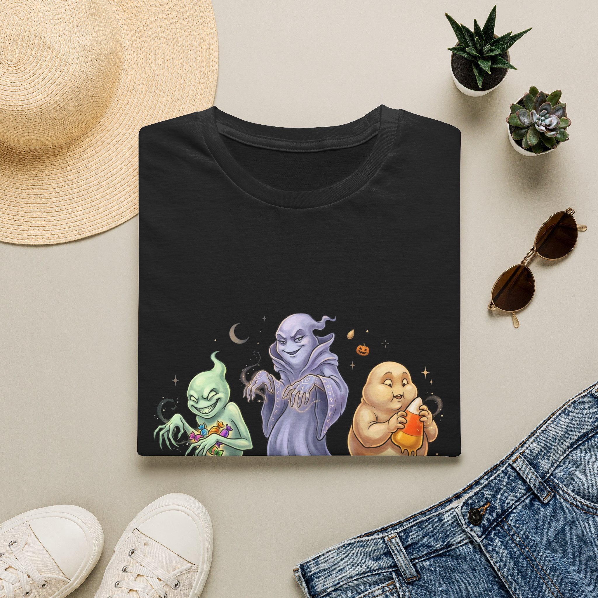 Three Quirky Ghosts Halloween Unisex Softstyle T-Shirt
