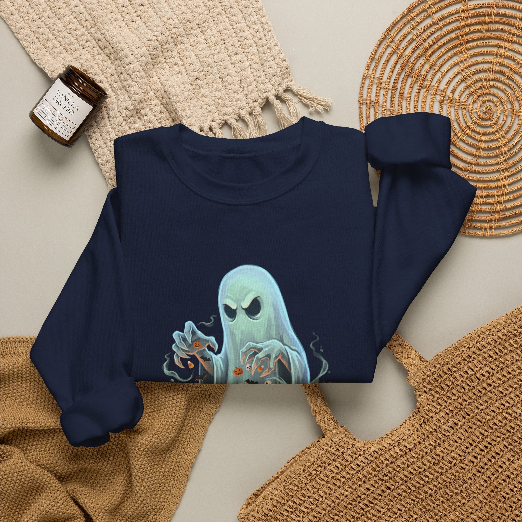 Grumpy Ghost Halloween Crewneck Sweatshirt