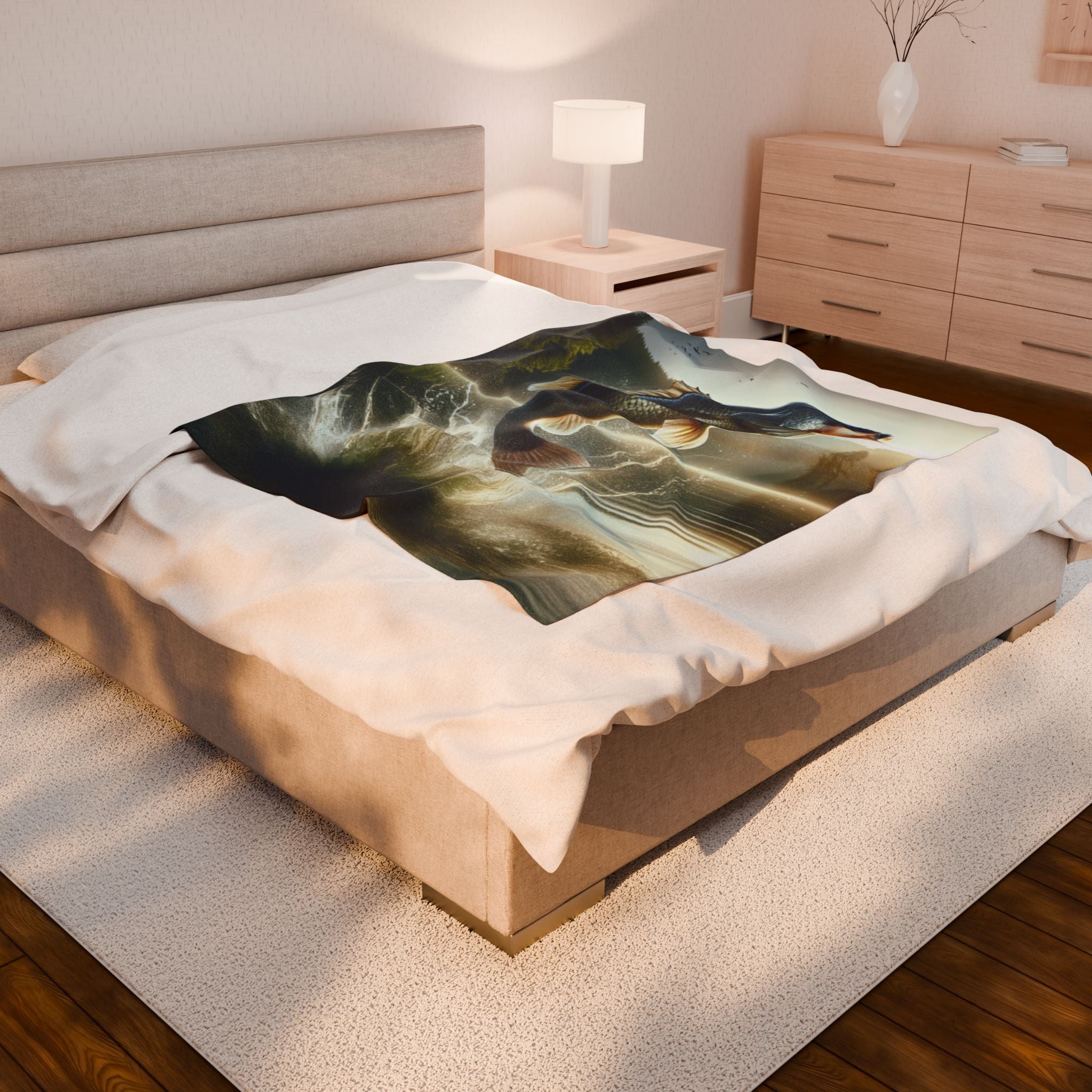 Velveteen Plush Blanket - Fish