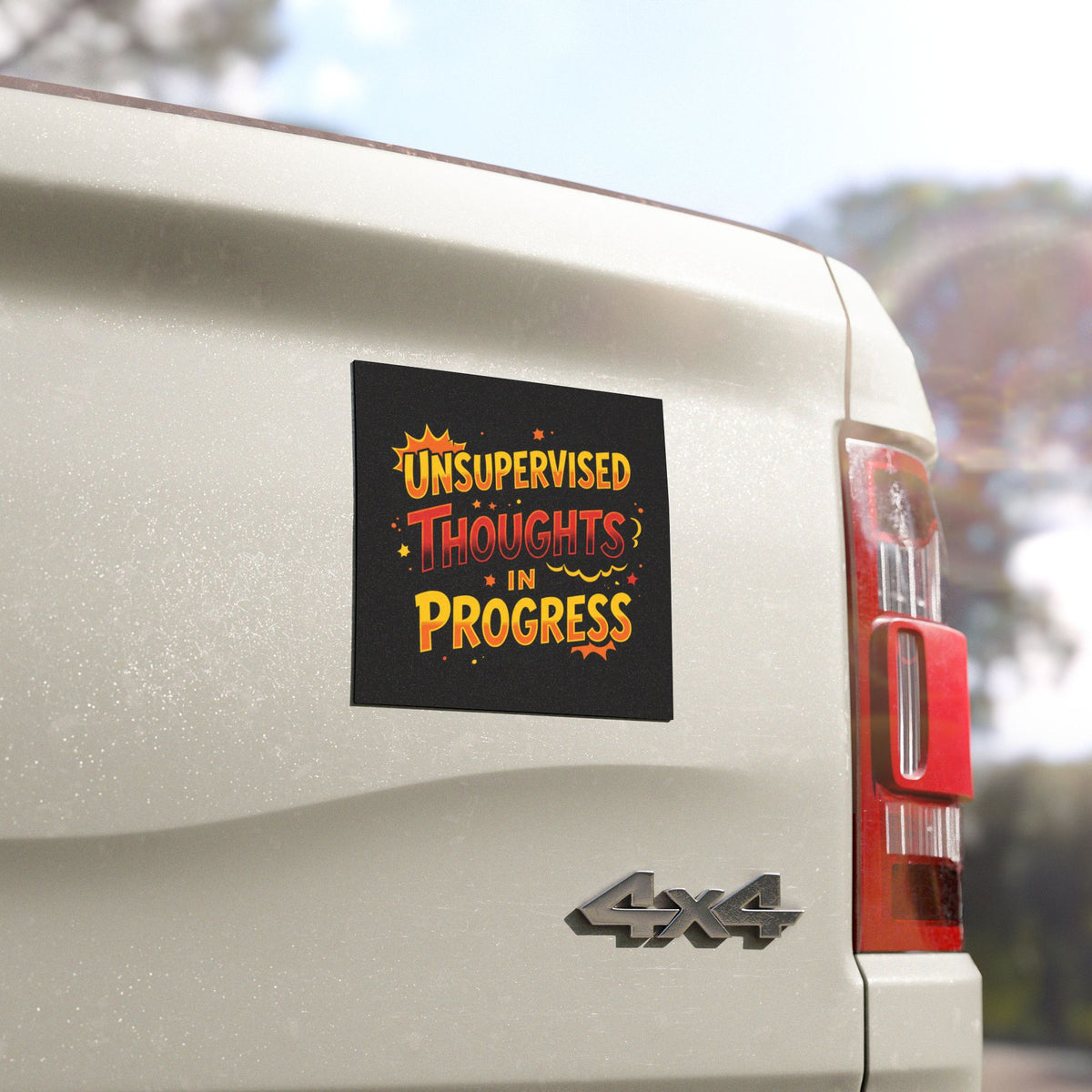 Car Magnet — "Unsupervised Thoughts in Progress" Funny Travel Decal