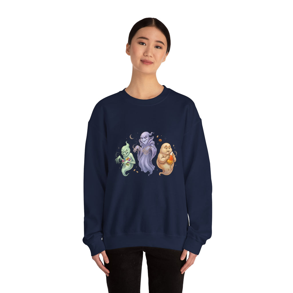 Three Quirky Ghosts Halloween Unisex Heavy Blend Crewneck Sweatshirt
