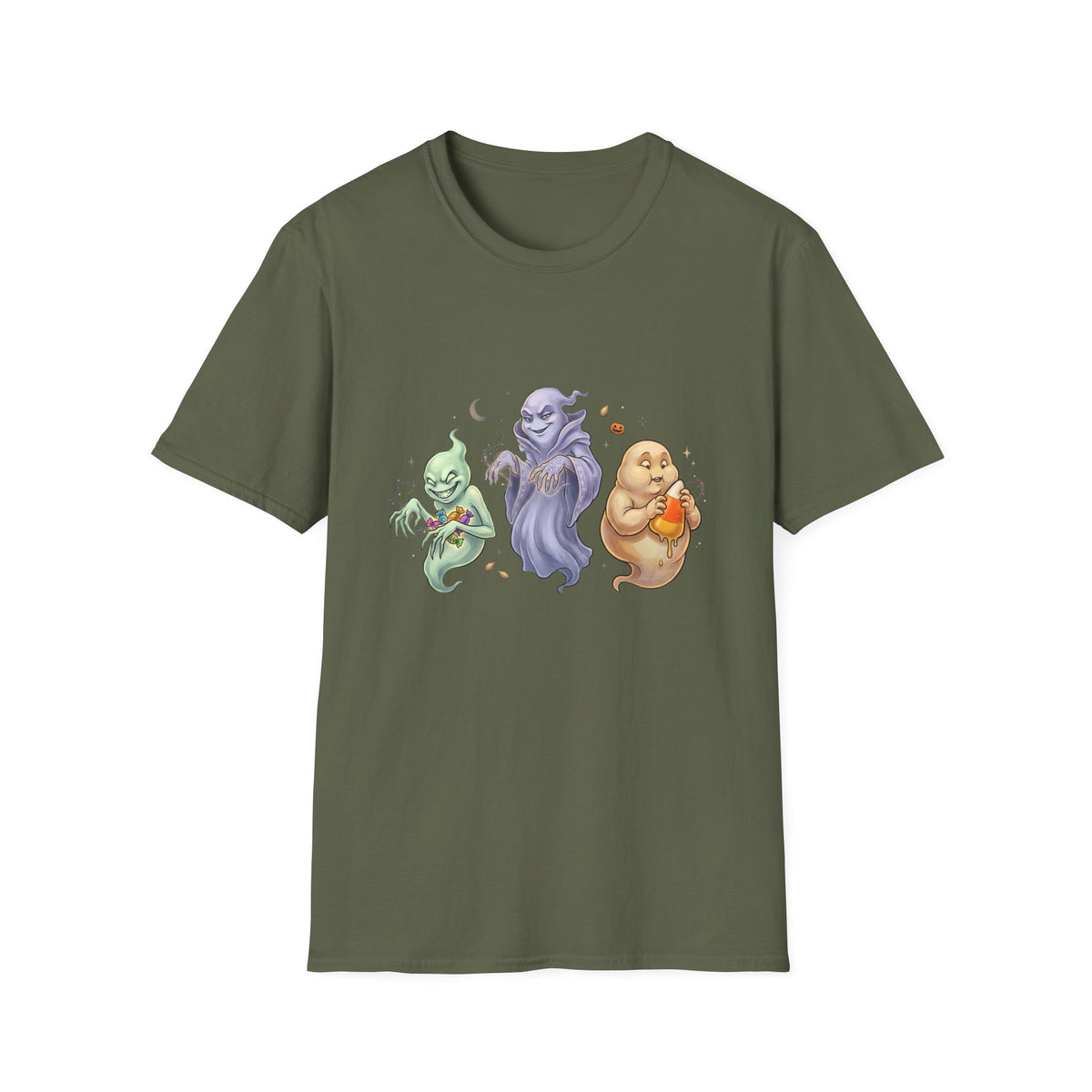 Three Quirky Ghosts Halloween Unisex Softstyle T-Shirt