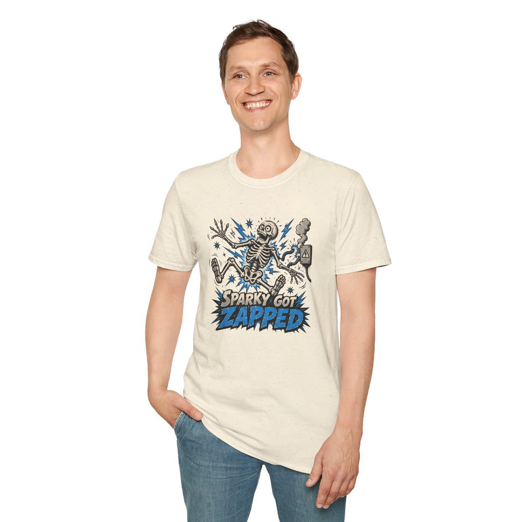 Sparky Got Zapped Skeleton Lightning T-Shirt