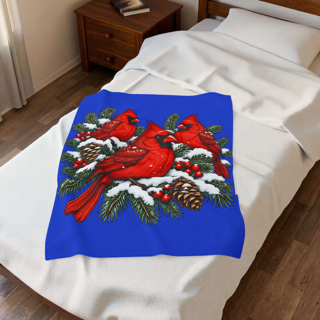 Cardinal Christmas Velveteen Plush Blanket