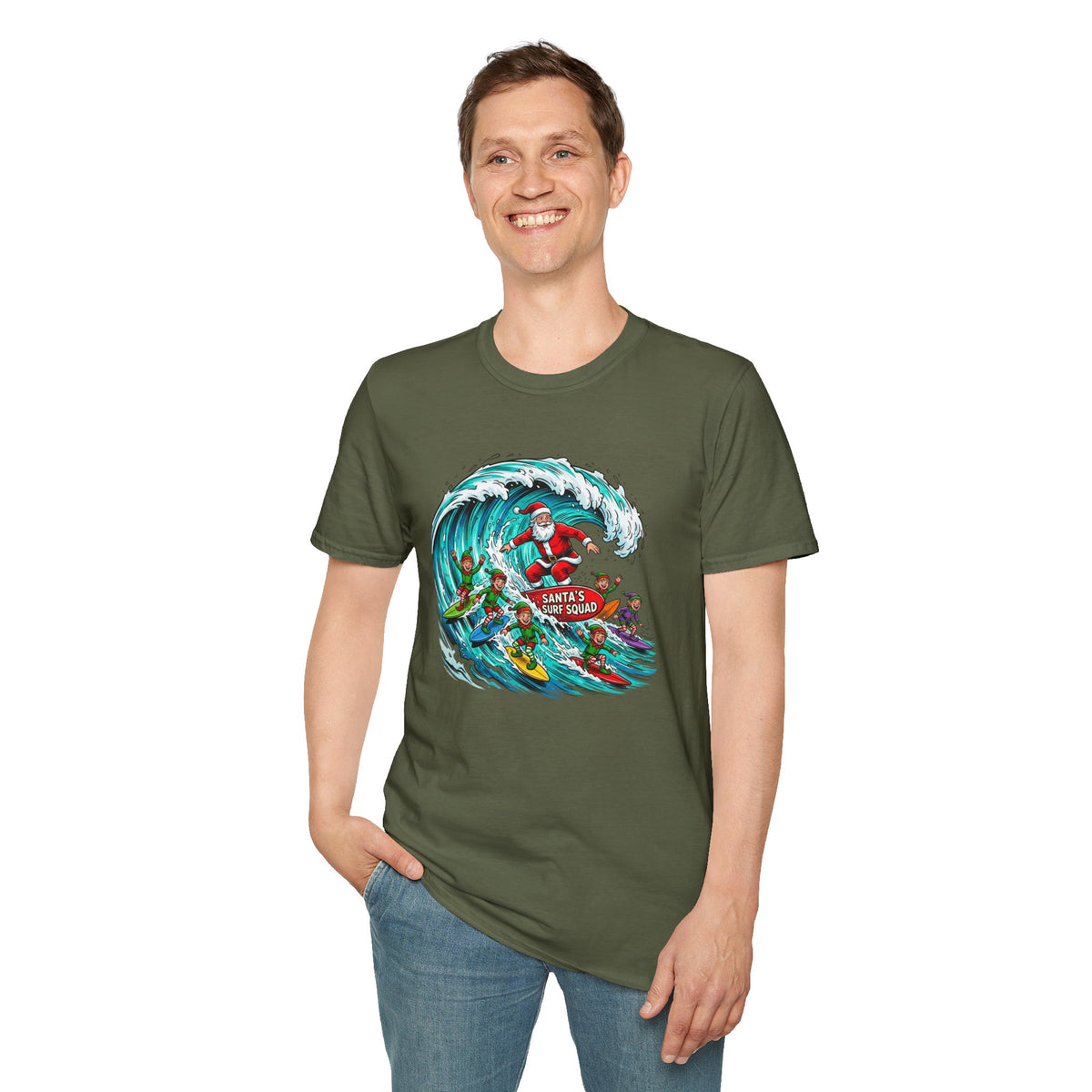 Santa’s Surf Christmas T-Shirt – Tropical Holiday Gift