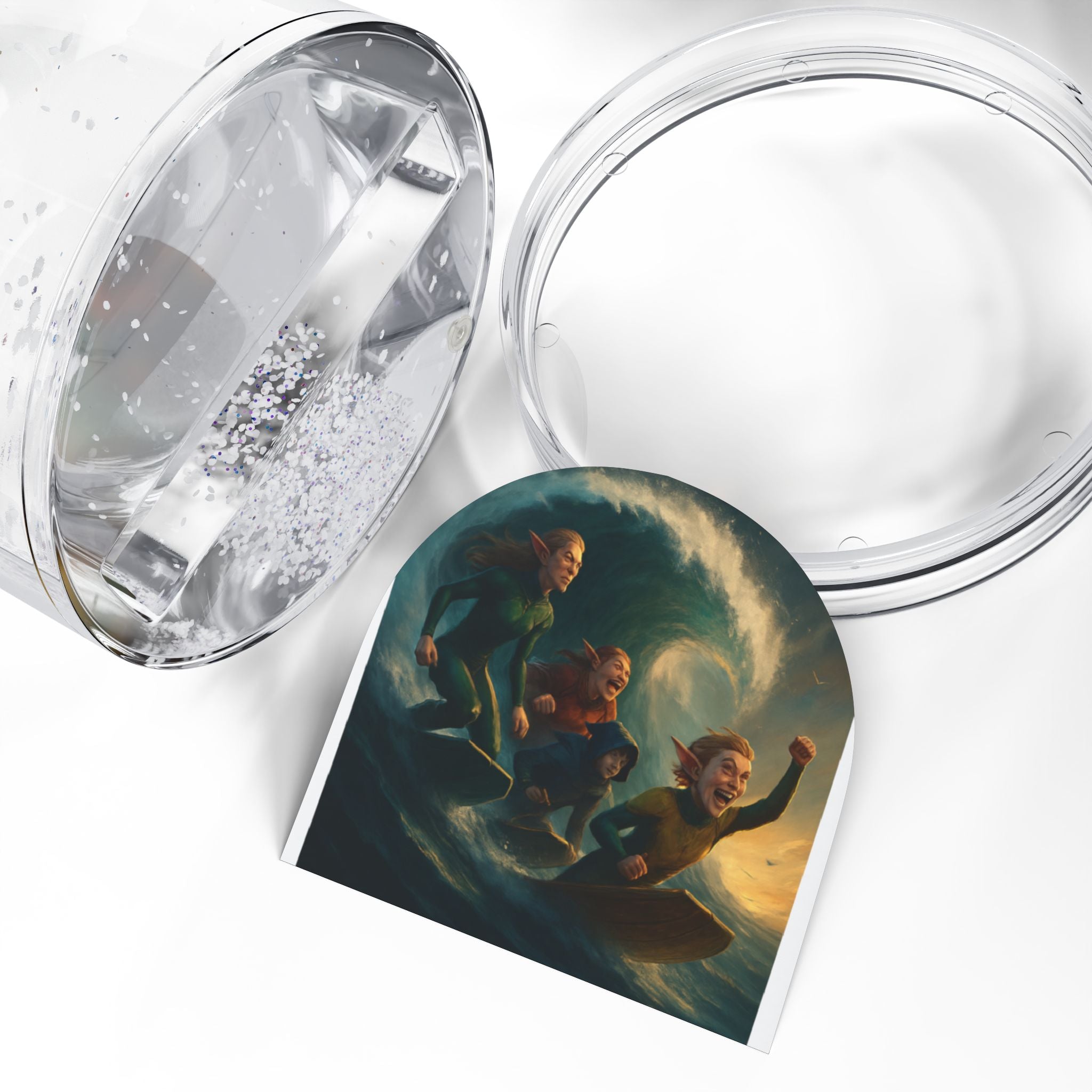Fantasy Adventure Snow Globe — Flying Children Moonlit Scene