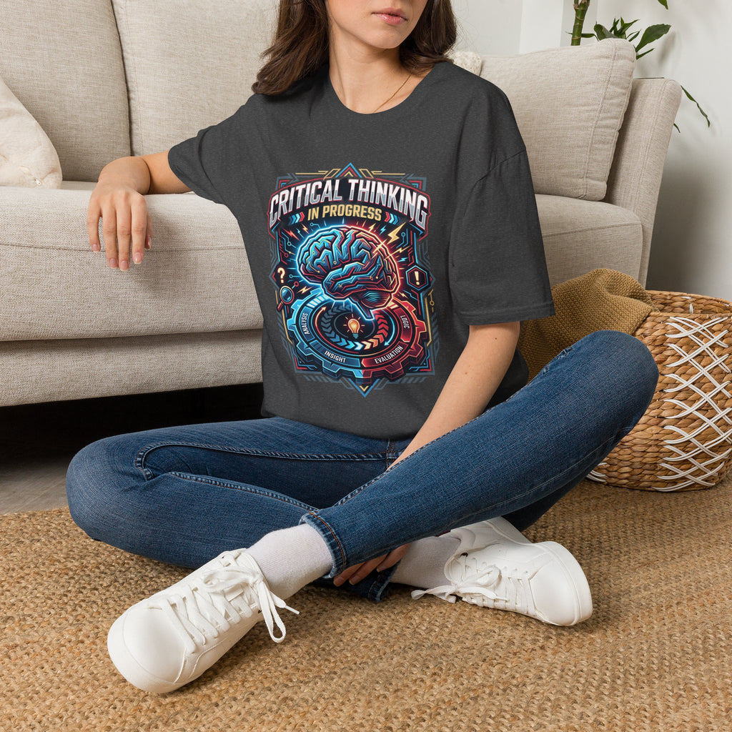 Critical Thinking Brain Graphic T-Shirt — Retro Neon Science Tee