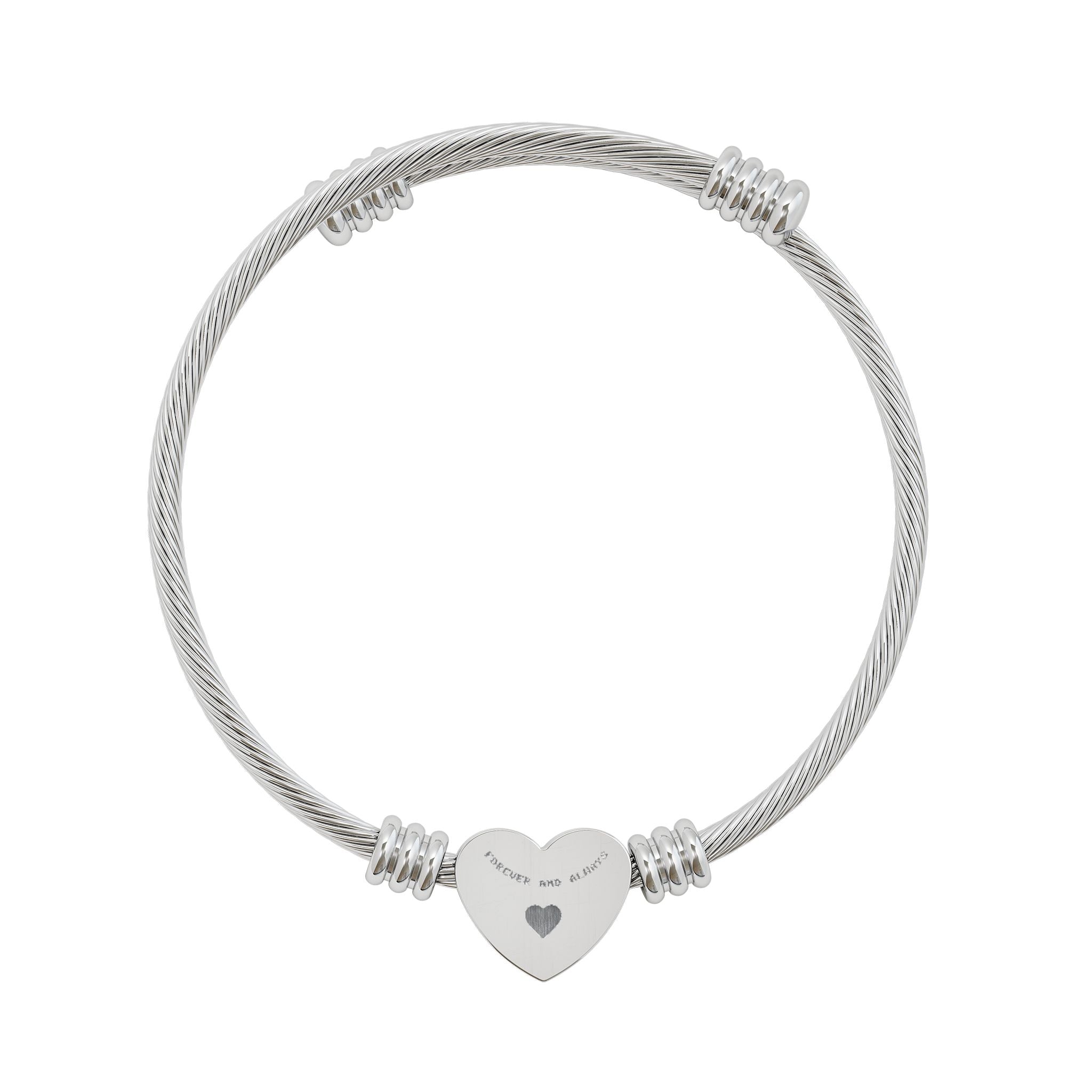 FOREVER AND ALWAYS Heart Cuff Bracelet (Engraving)