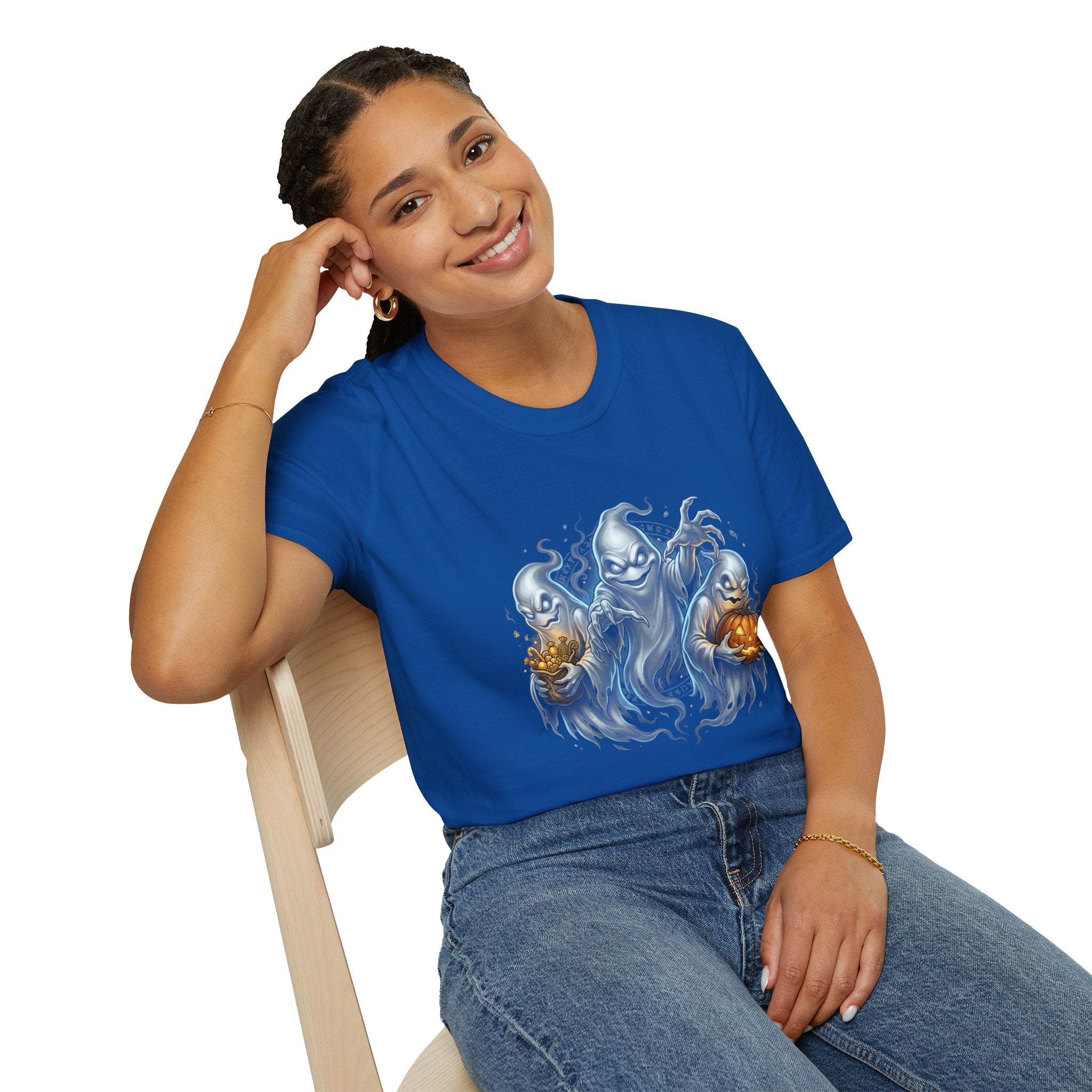 Three Menacing Ghosts Halloween Unisex Softstyle T-Shirt