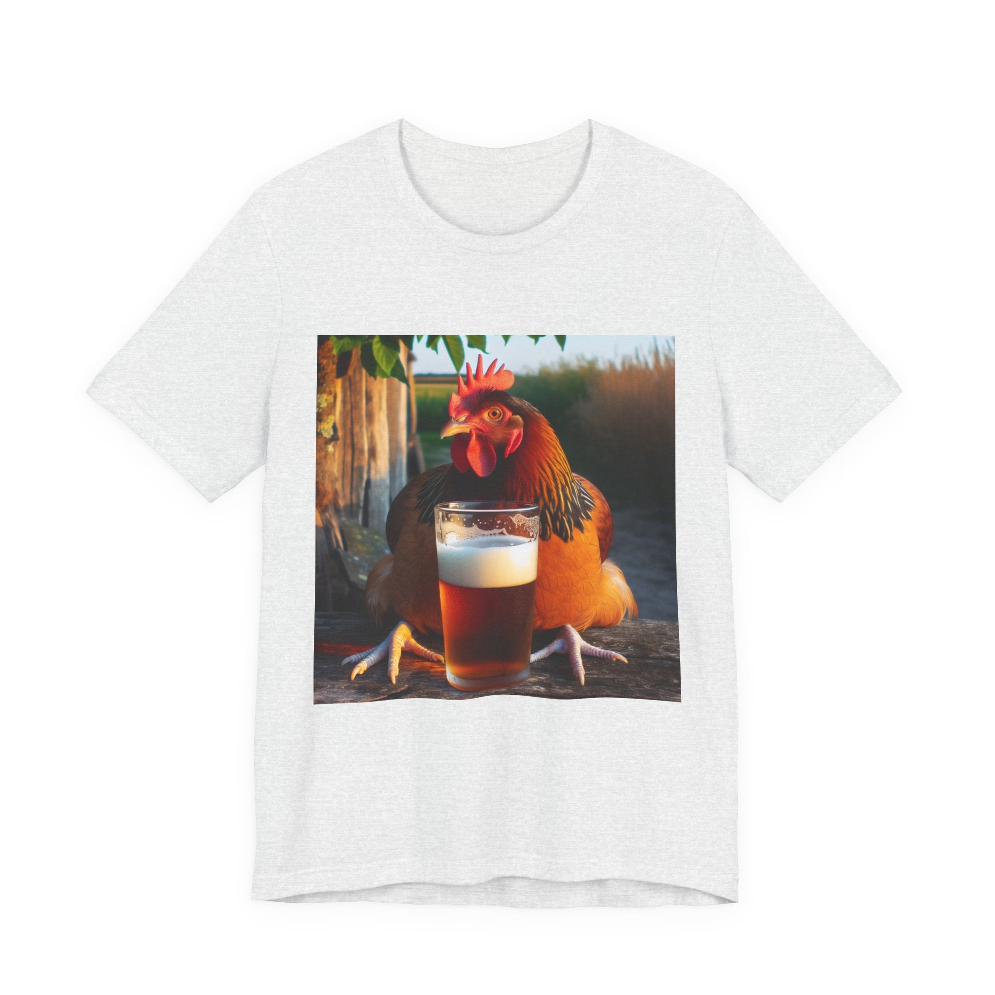 Funny Rooster with Beer Graphic Unisex T-Shirt
