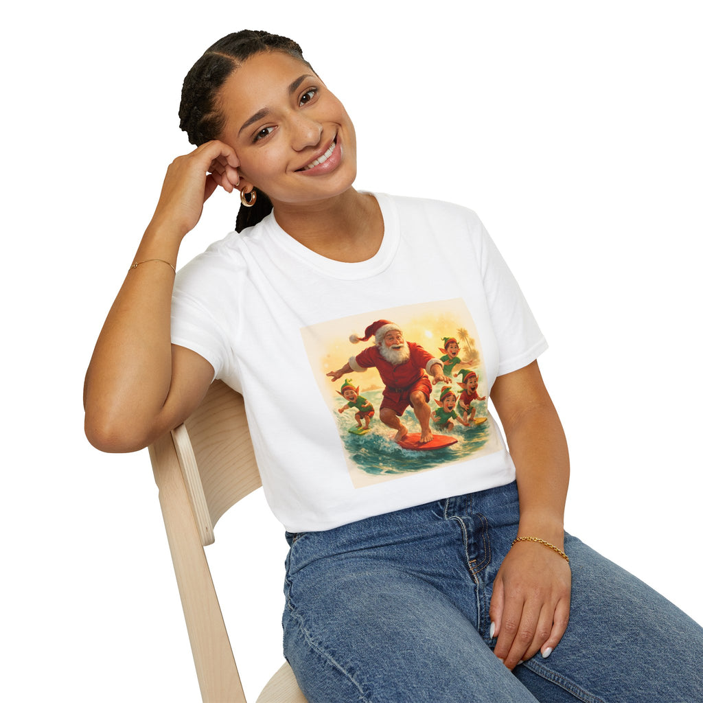 Surfing Santa Vintage Christmas T-Shirt
