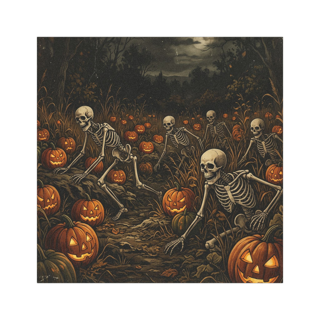 Halloween Skeleton Pumpkin Patch Car Magnet — Spooky Night Road Trip Decoration