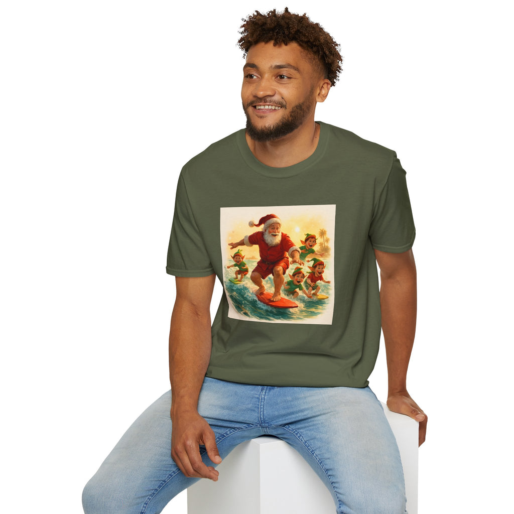 Surfing Santa Vintage Christmas T-Shirt
