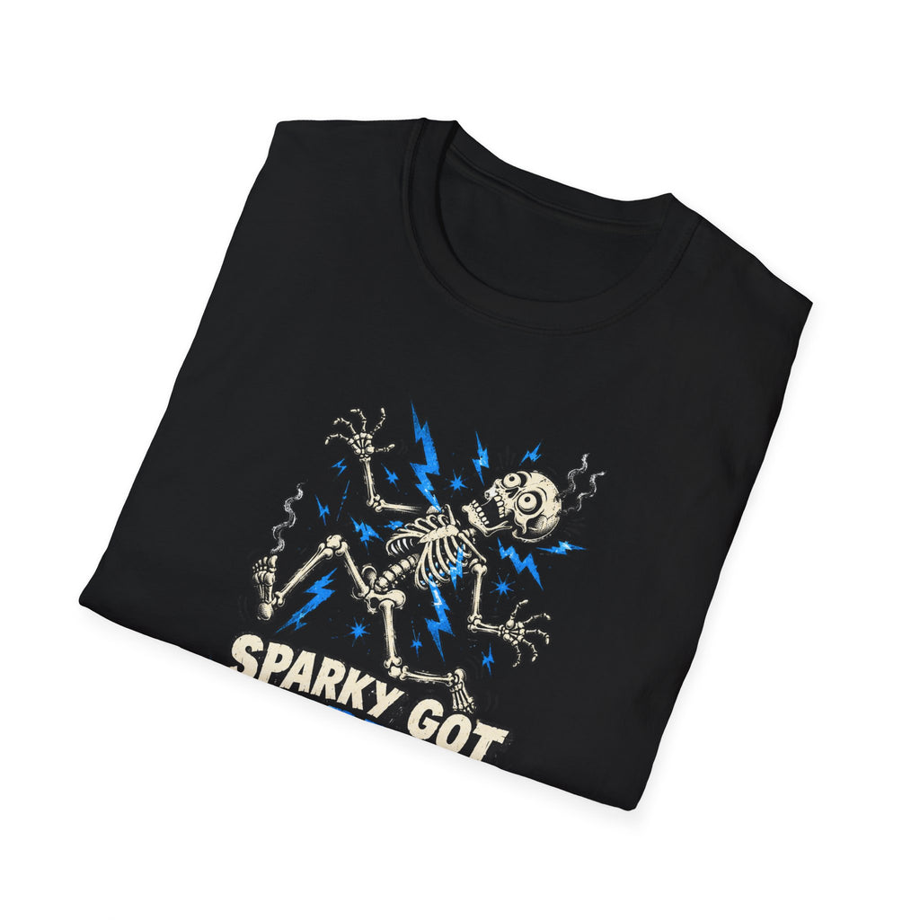 Sparky Got Zapped Skeleton Graphic T-Shirt