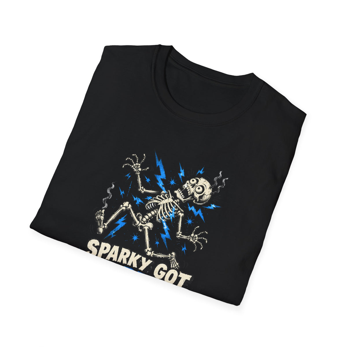 Sparky Got Zapped Skeleton Graphic T-Shirt