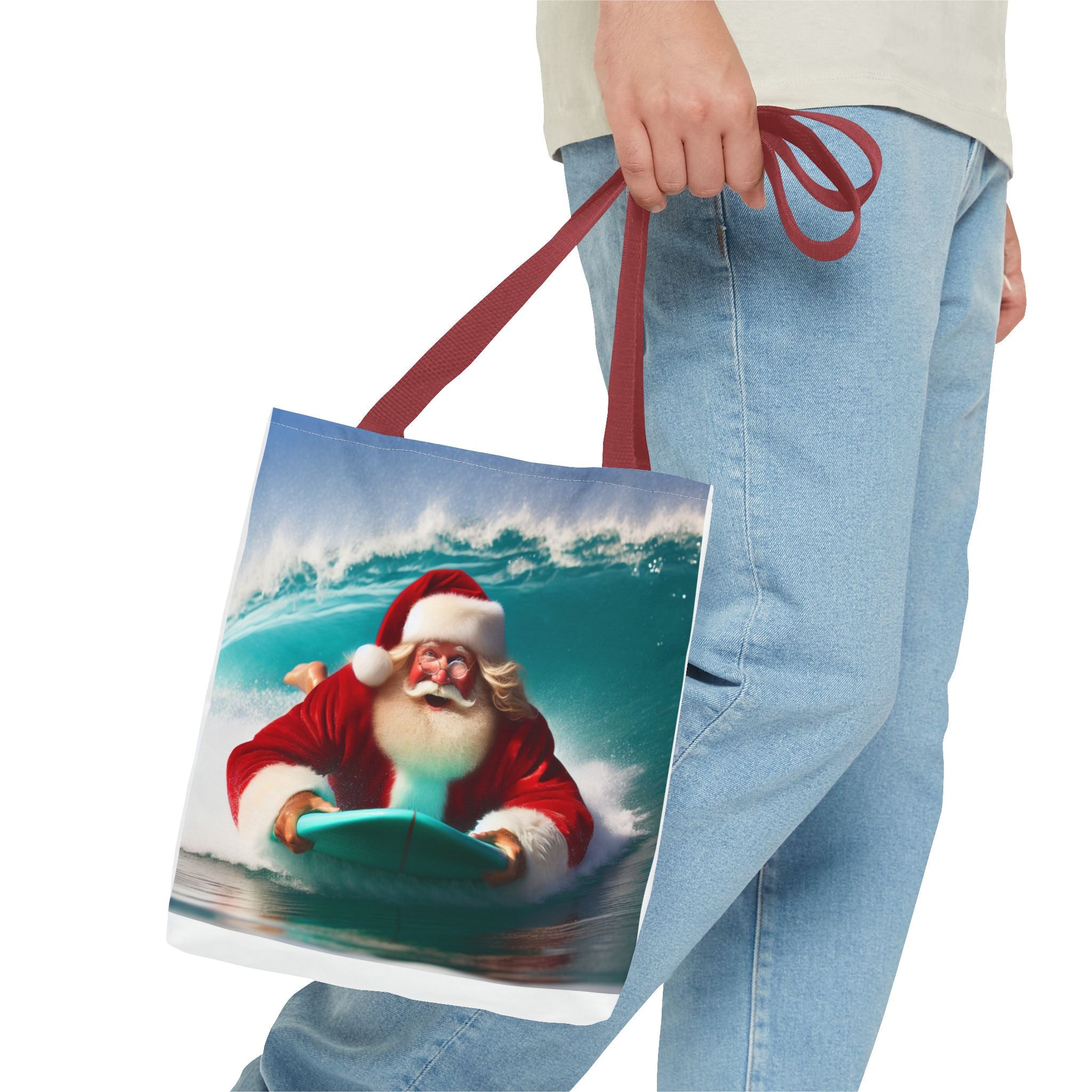 Christmas Surfing Santa Tote Bag – Festive Beach Holiday Shopper