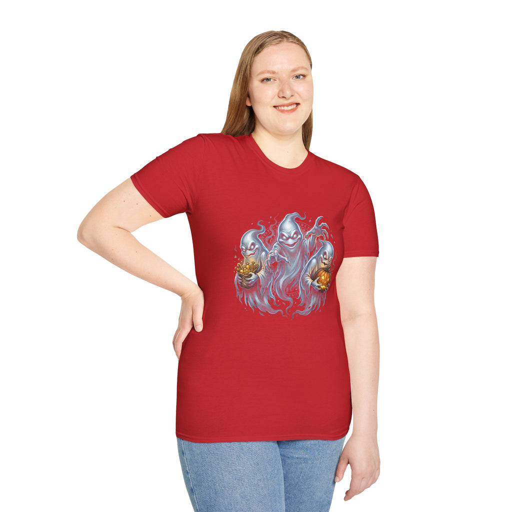 Three Menacing Ghosts Halloween Unisex Softstyle T-Shirt