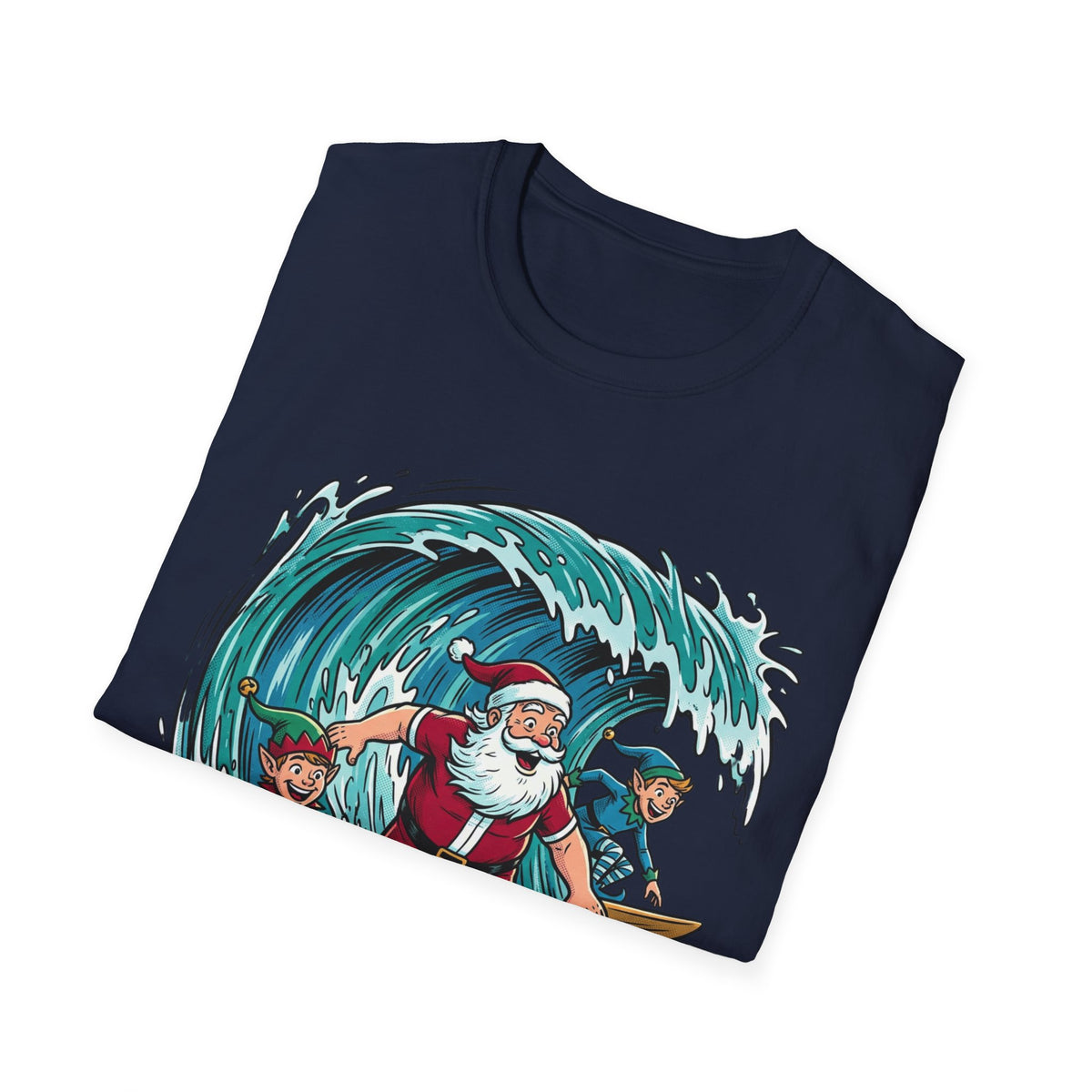 Surfing Santa T-Shirt — Christmas Beach Holiday Tee