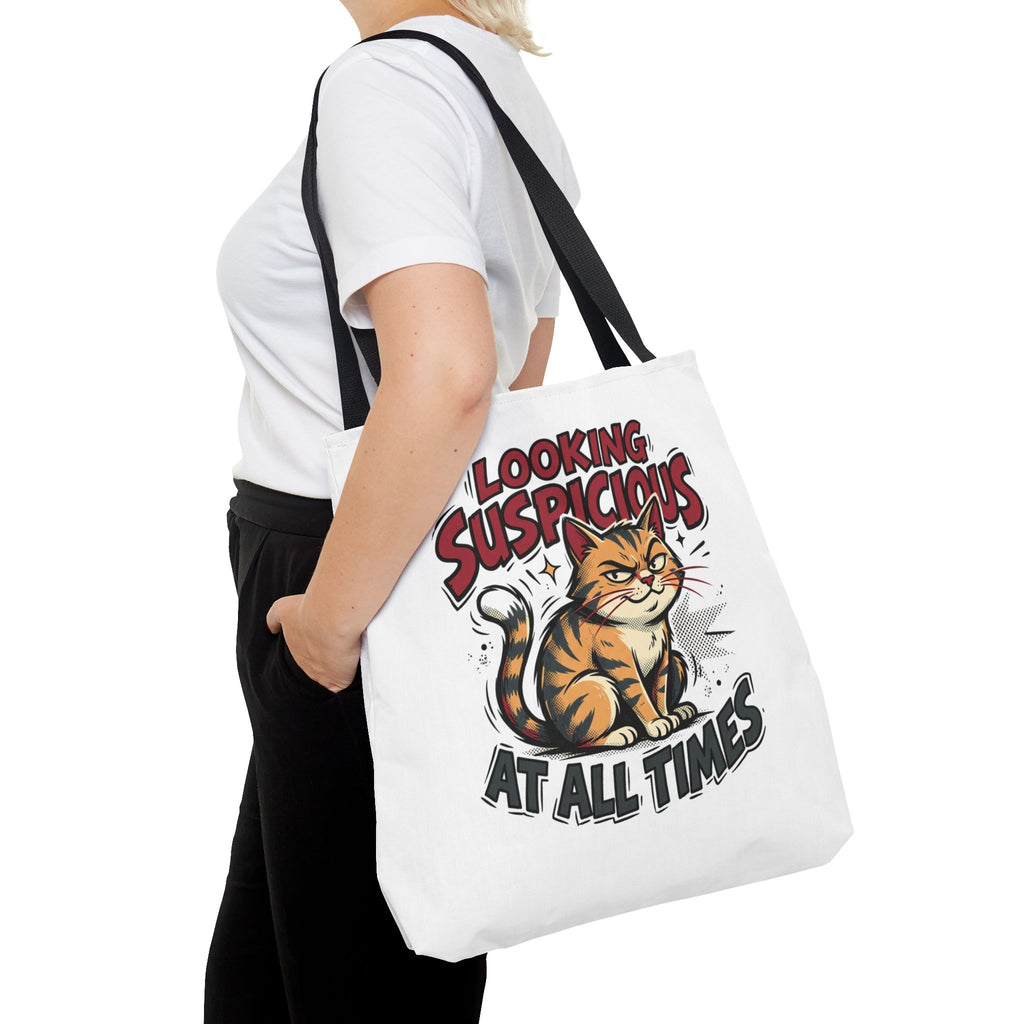 Looking Suspicious Cat Tote Bag - Funny Cat Lover Canvas Shopper