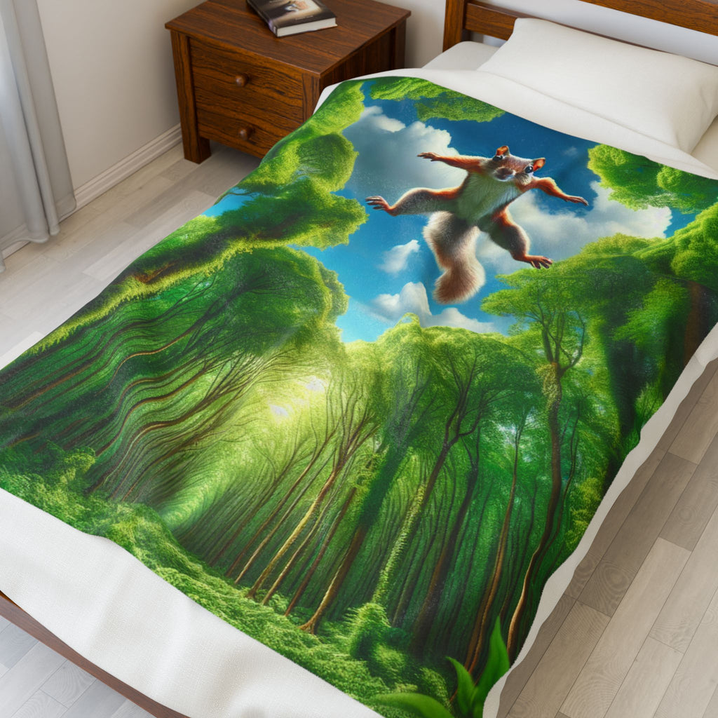Velveteen Plush Blanket - Flying Squirrel