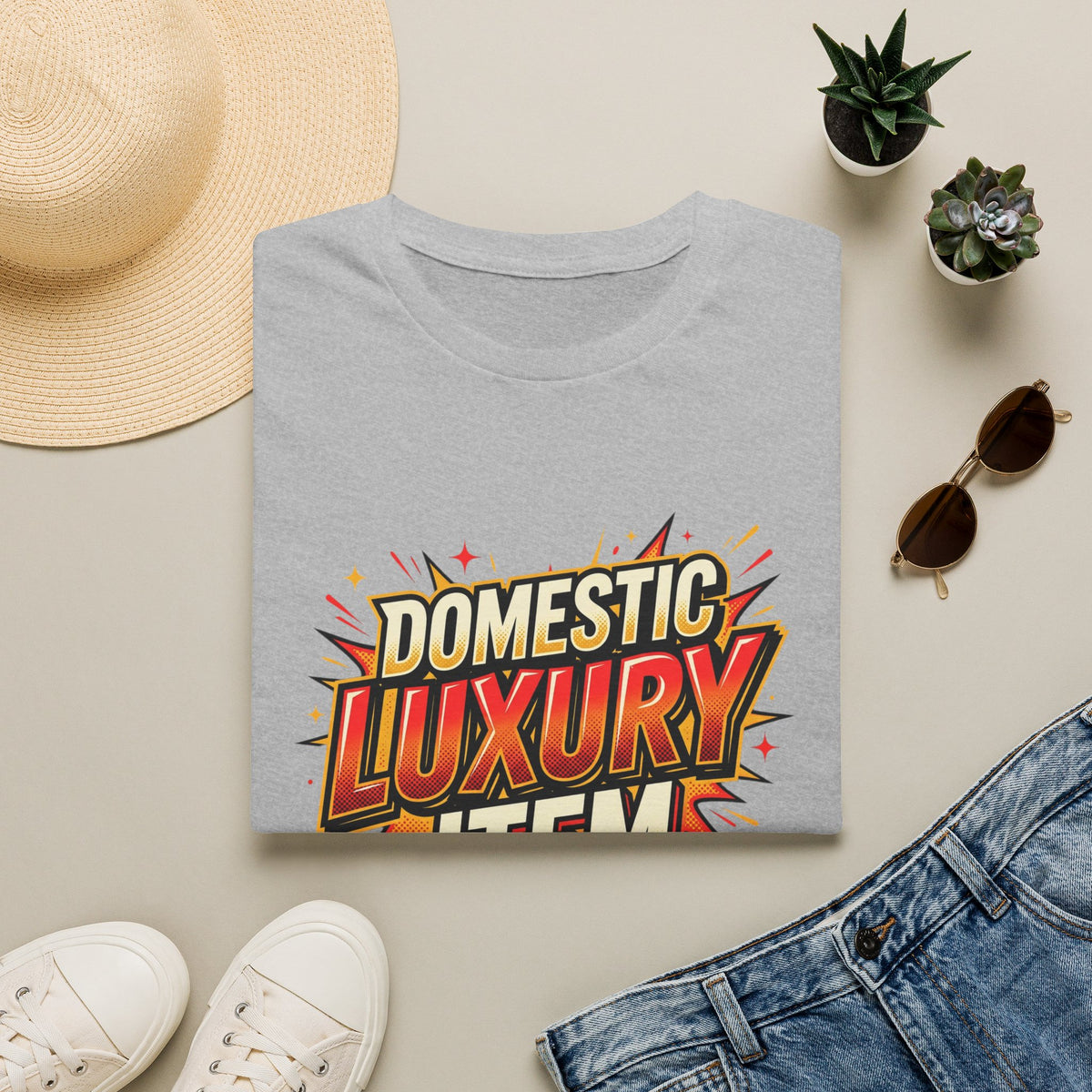 T-Shirt — "Domestic Luxury Item" Retro Comic Graphic Tee