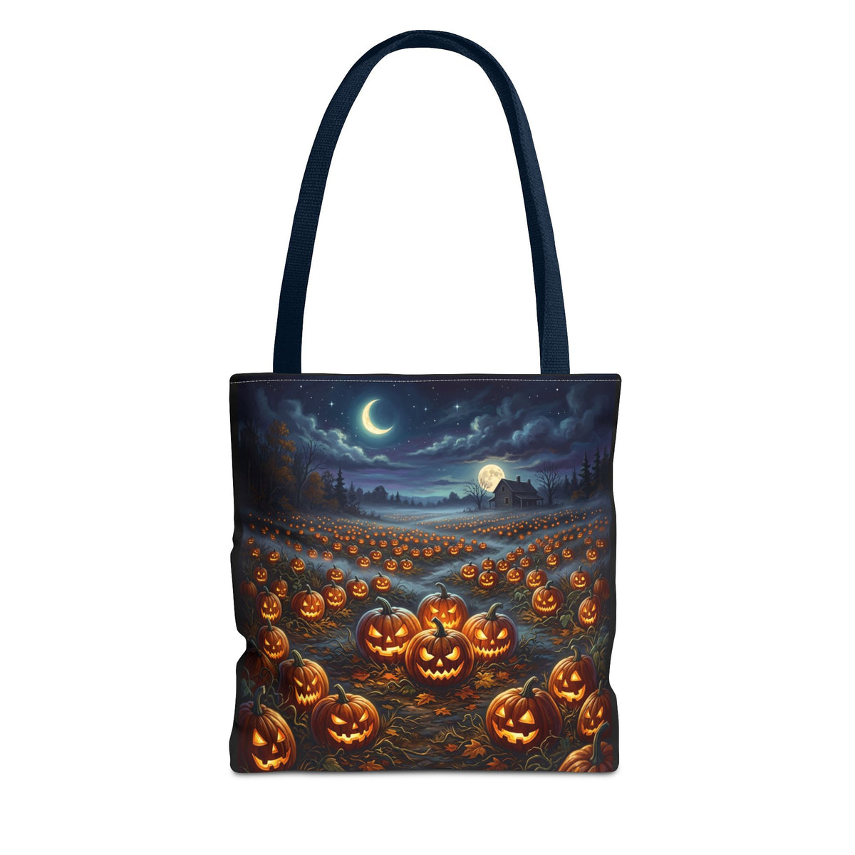 Halloween Pumpkin Patch Tote Bag — Spooky Night Jack-O'-Lantern Canvas Tote