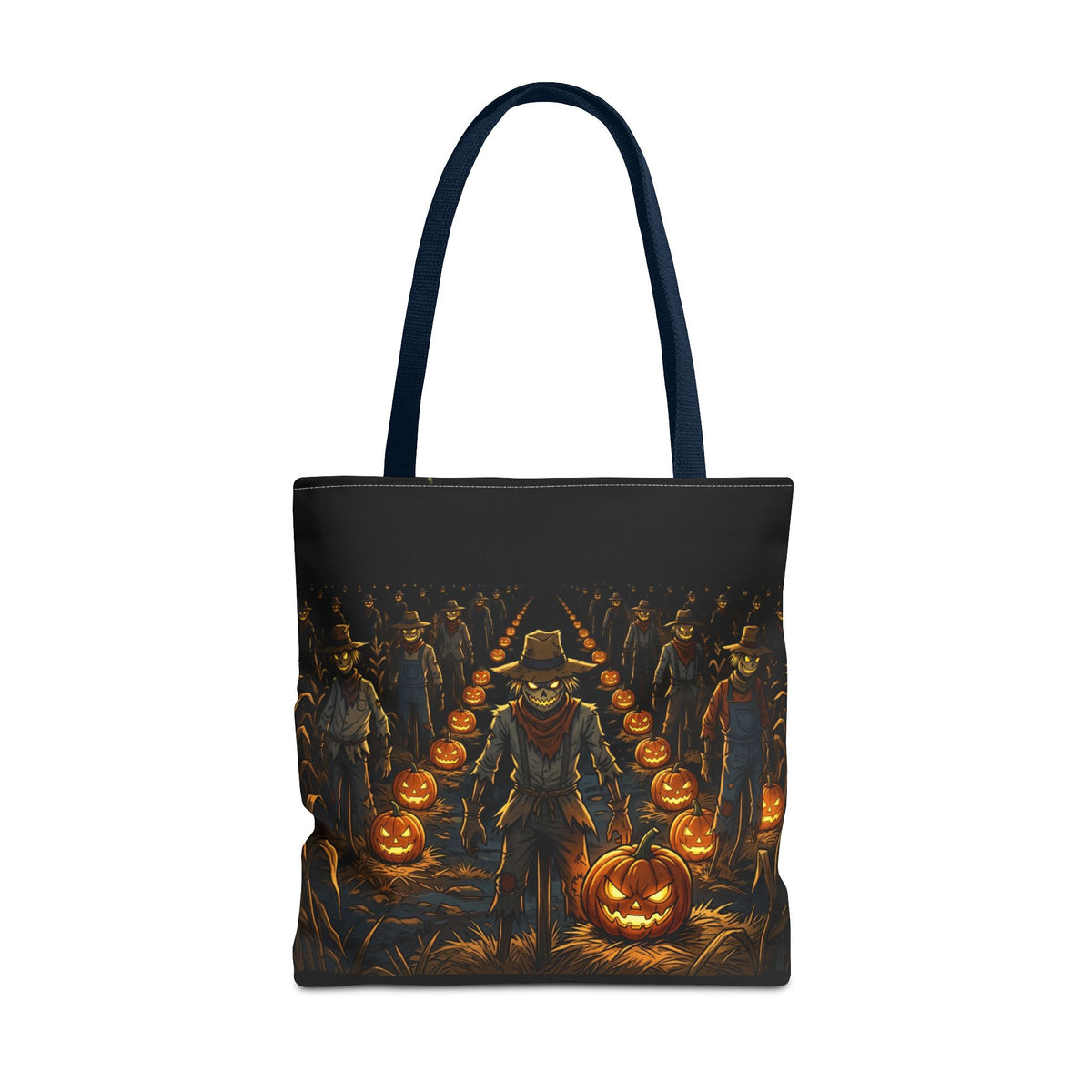 Halloween Scarecrow Parade Tote Bag – Spooky Pumpkin Field All-Over Print Tote