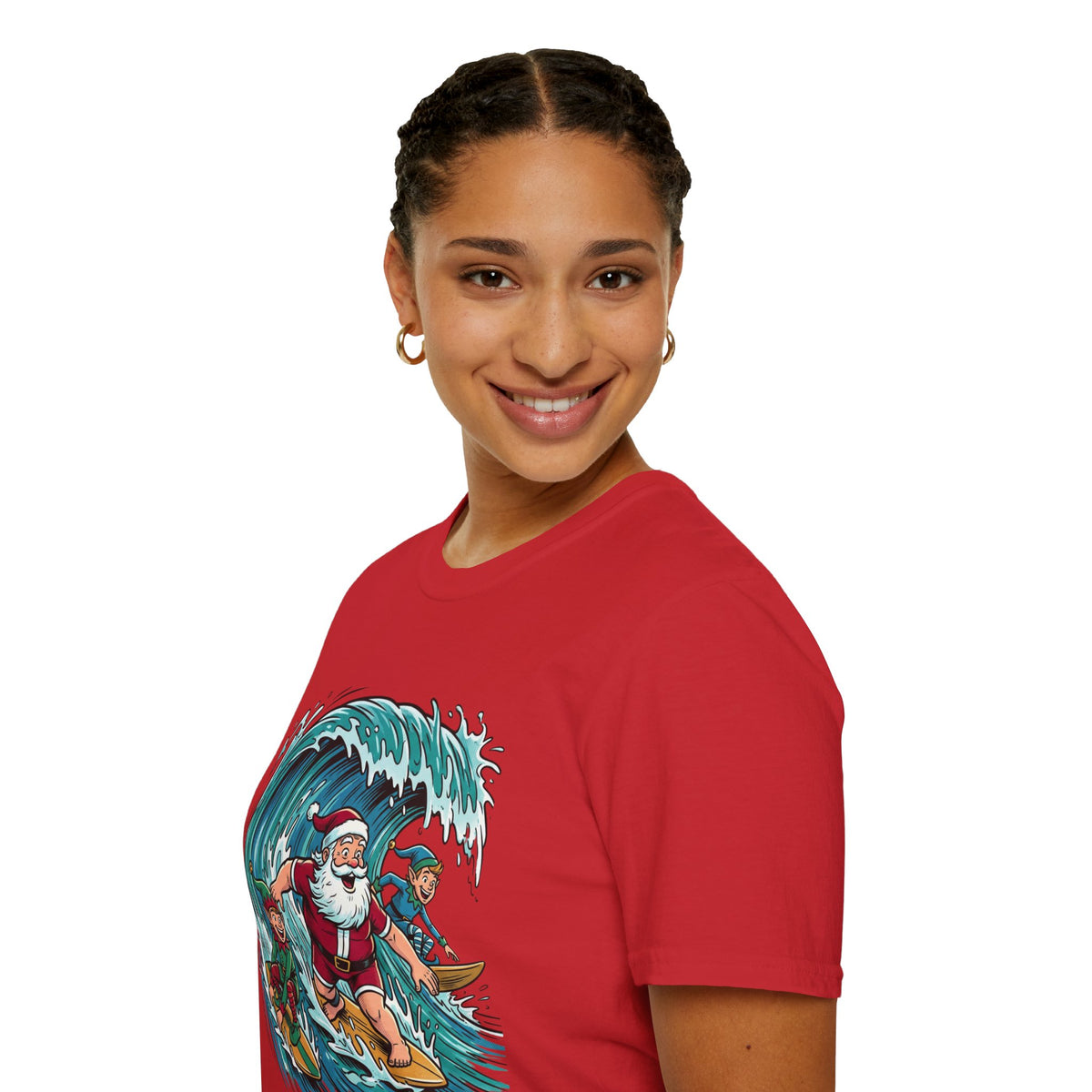 Surfing Santa T-Shirt — Christmas Beach Holiday Tee