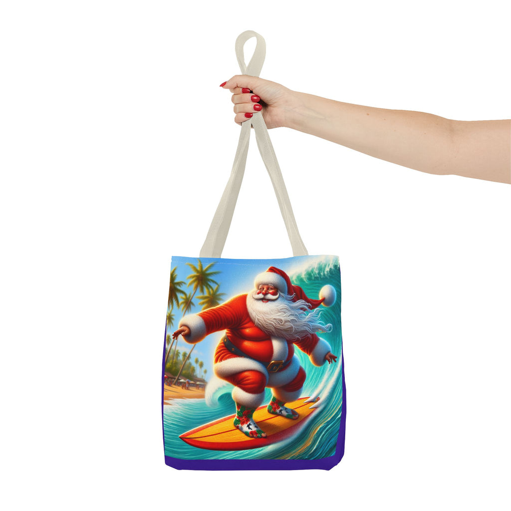 Surfing Santa Tote Bag — Tropical Christmas Beach Holiday Tote