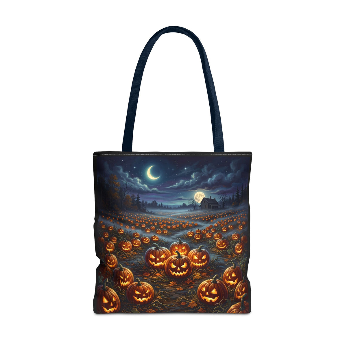 Halloween Pumpkin Patch Tote Bag — Spooky Night Jack-O'-Lantern Canvas Tote