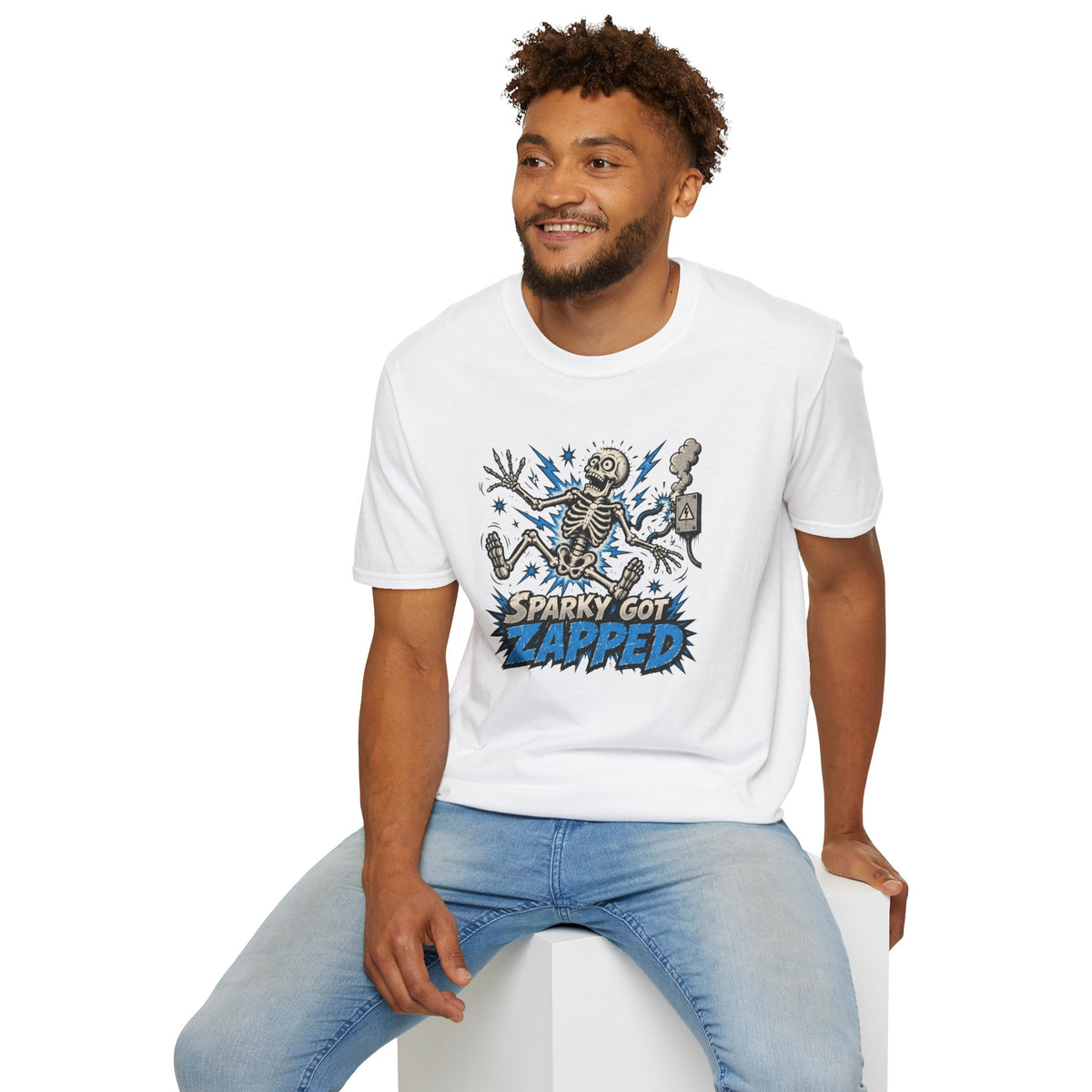 Sparky Got Zapped Skeleton Lightning T-Shirt