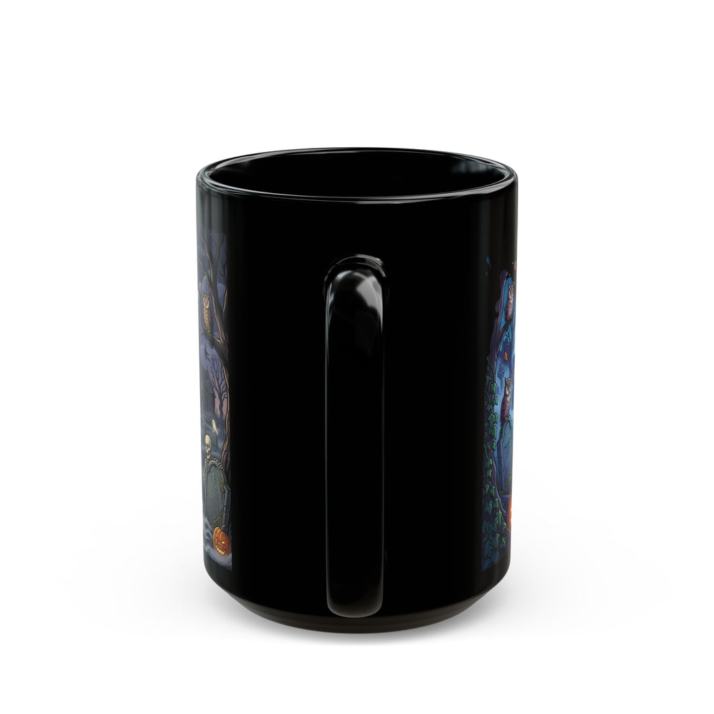 Halloween Haunted Night Mug — Spooky Pumpkin, Skeleton & Witch Coffee Cup (11oz/15oz)