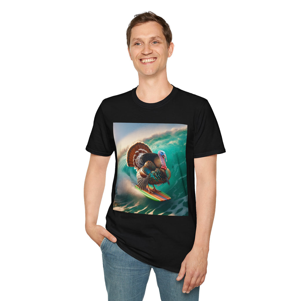 Majestic Surfing Turkey T-Shirt – Thanksgiving Wildlife Graphic Tee