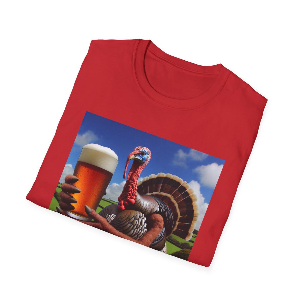 Thankful Turkey Beer T-Shirt — Funny Thanksgiving Turkey Holding Pint Tee