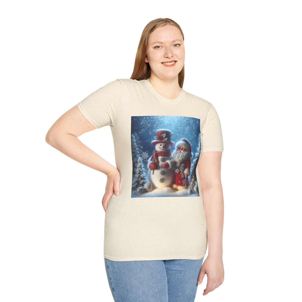 Christmas Santa & Snowman T-Shirt — Holiday Winter Scene Tee