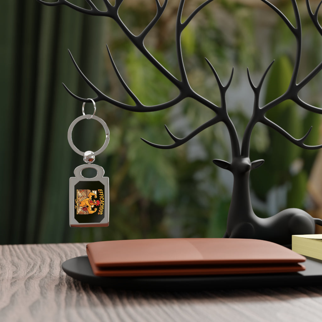Rectangle Photo Keyring — Customizable Metal Keychain with Photo Insert (Efficacious Cartoon Design)