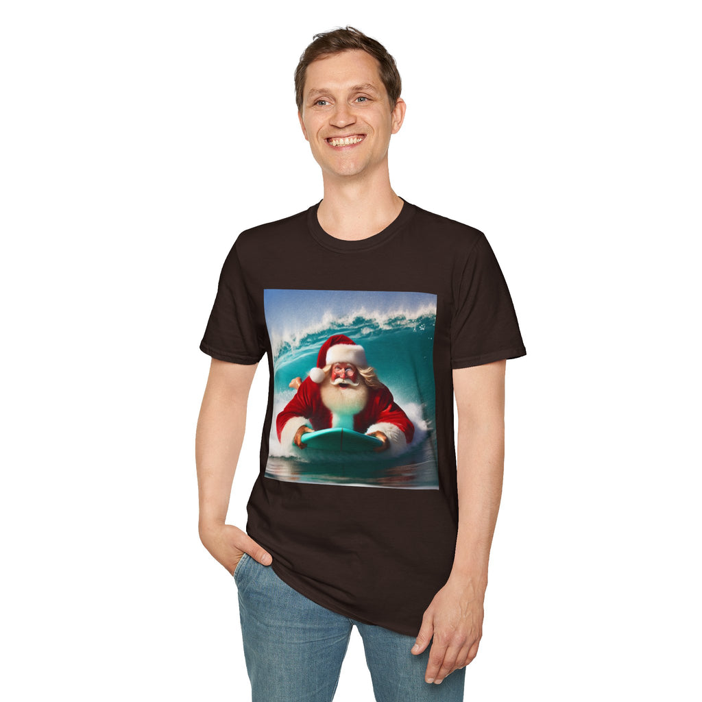 Surfing Santa T-Shirt — Funny Christmas Surf Holiday Tee