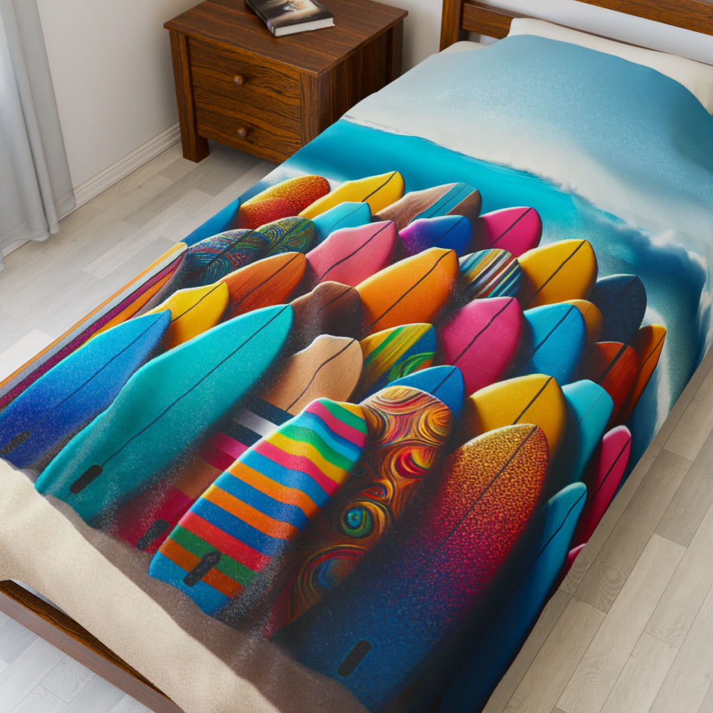 Velveteen Plush Blanket - Surfboards
