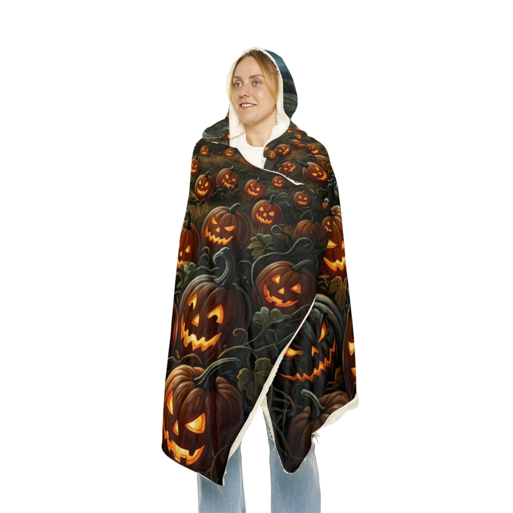 Halloween Jack-O'-Lantern Hooded Blanket — Spooky Pumpkin Snuggle Throw