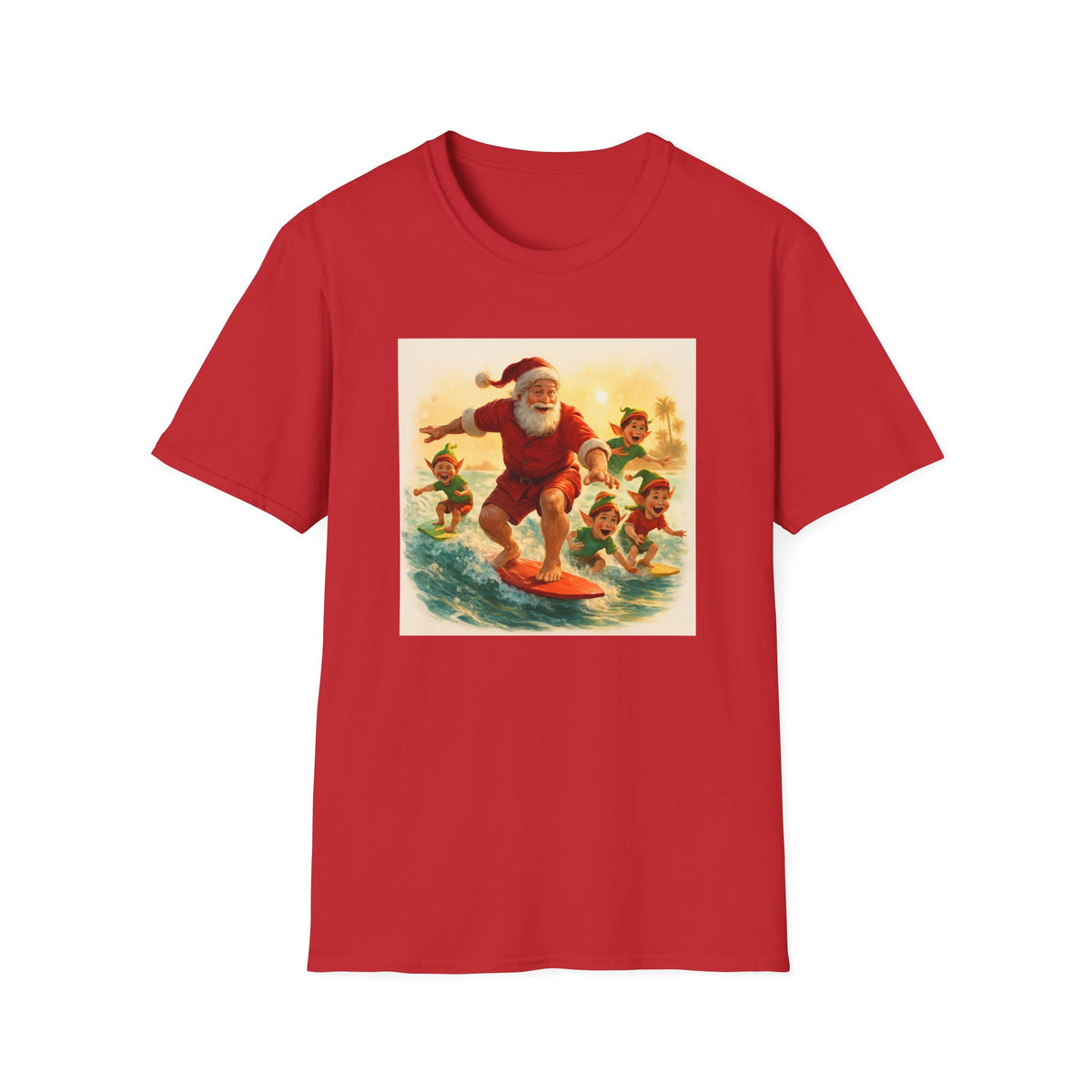 Surfing Santa Vintage Christmas T-Shirt