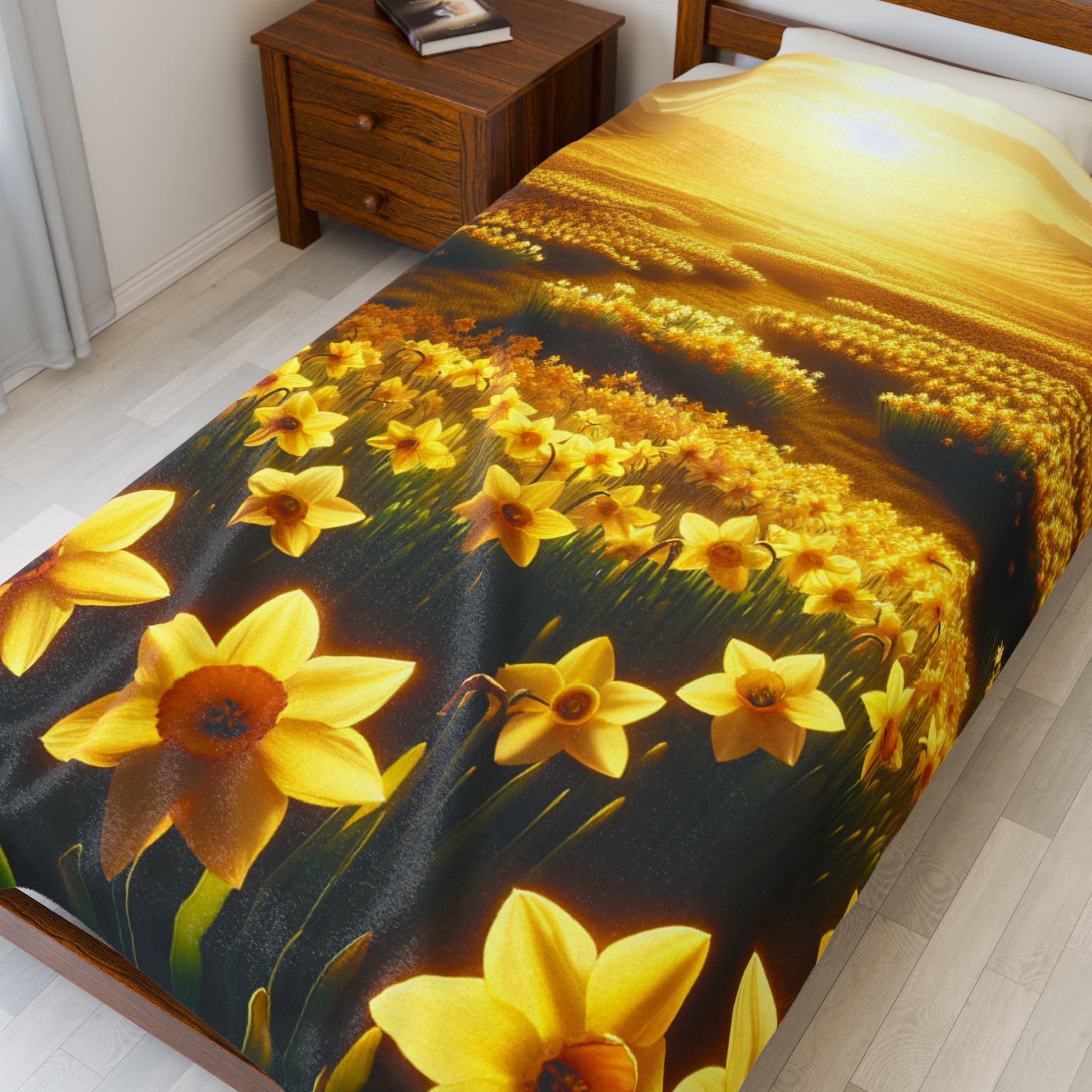Velveteen Plush Blanket - Daffodils