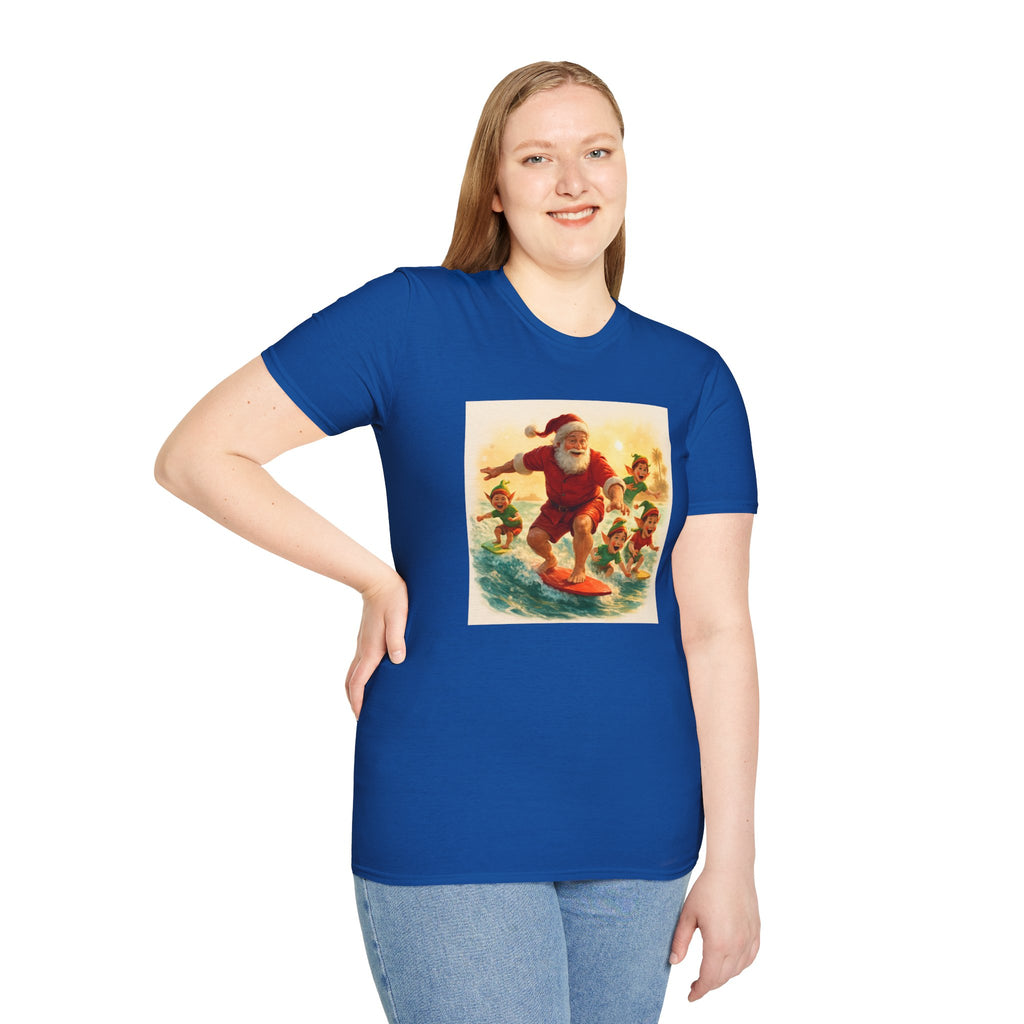 Surfing Santa Vintage Christmas T-Shirt