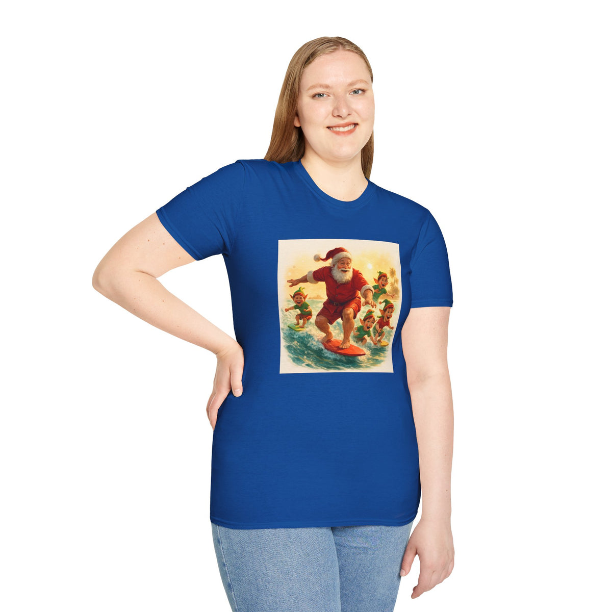 Surfing Santa Vintage Christmas T-Shirt
