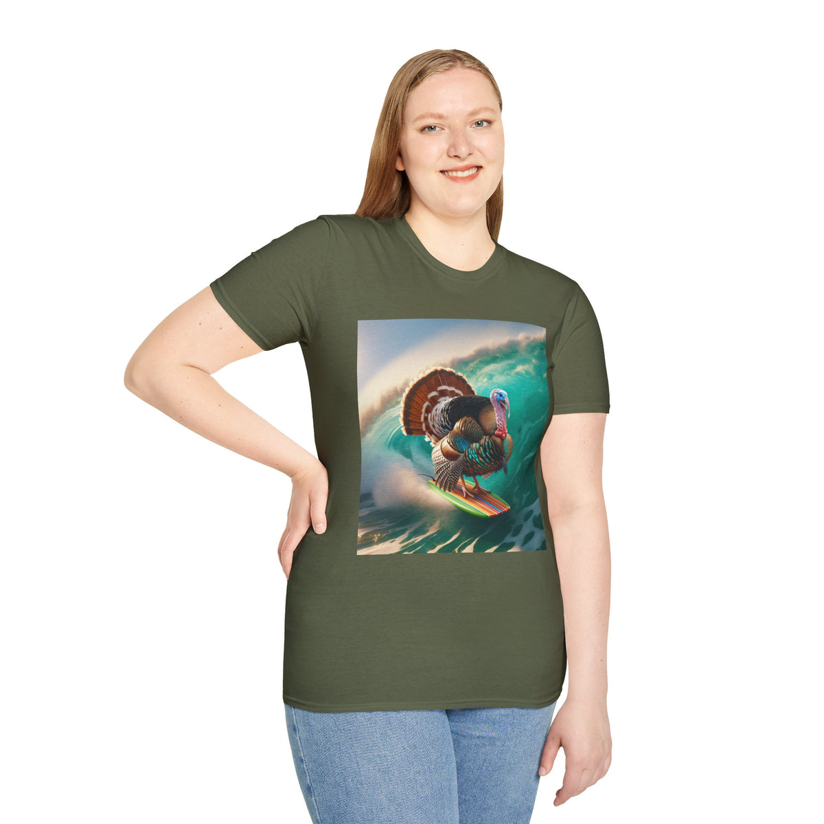 Majestic Surfing Turkey T-Shirt – Thanksgiving Wildlife Graphic Tee