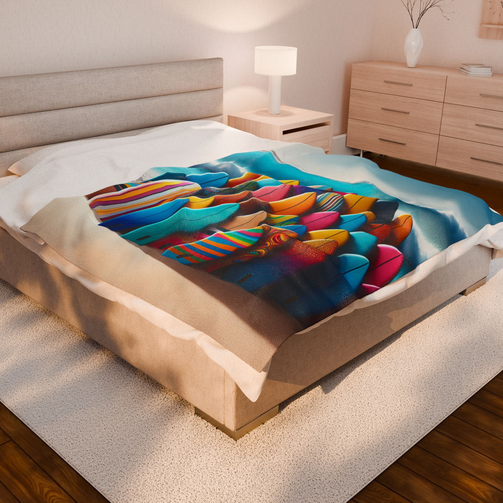 Velveteen Plush Blanket - Surfboards
