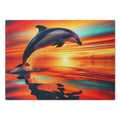 Dolphin Sunset Cutting Board – Vibrant Ocean Scene Glass Chopping Board