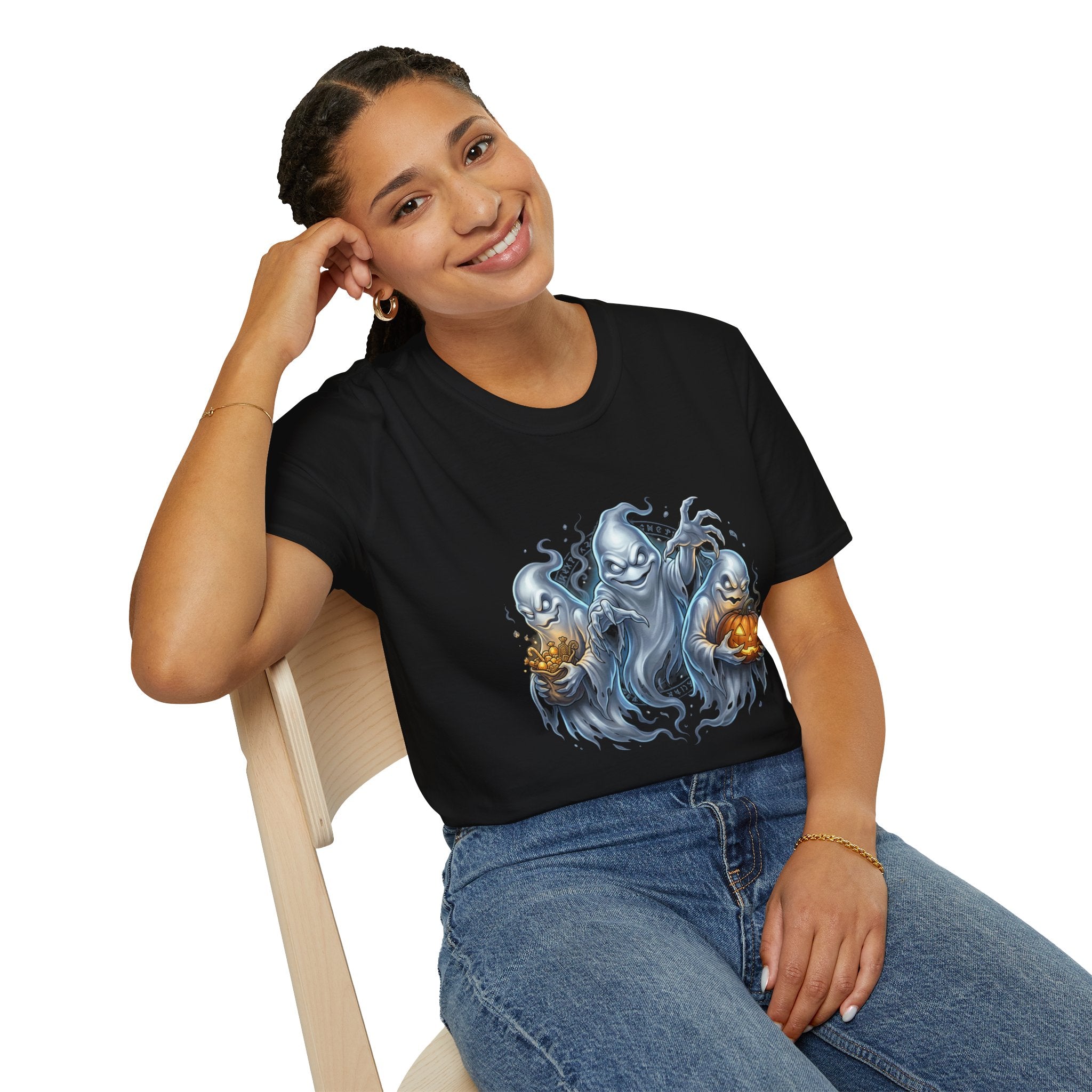 Three Menacing Ghosts Halloween Unisex Softstyle T-Shirt