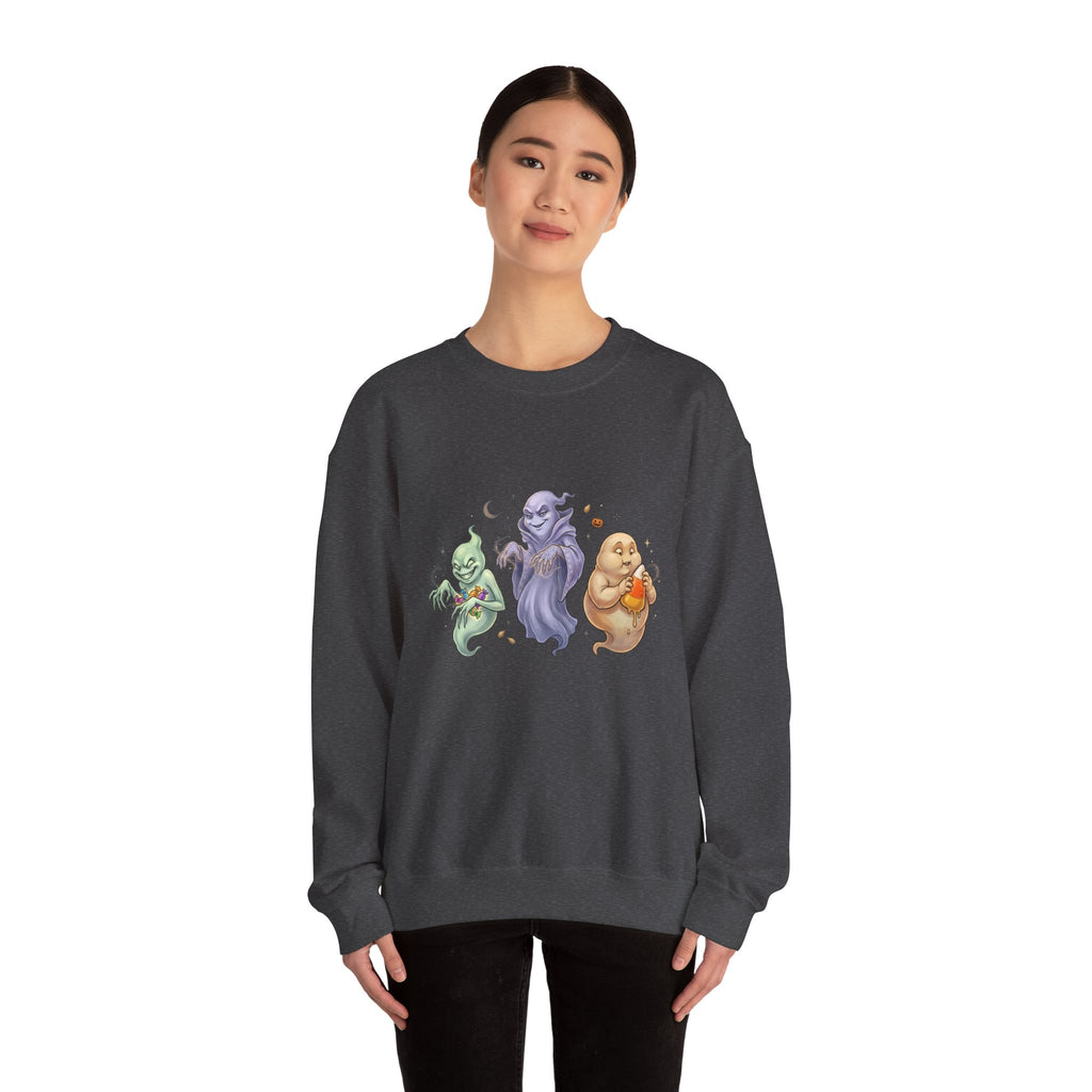 Three Quirky Ghosts Halloween Unisex Heavy Blend Crewneck Sweatshirt