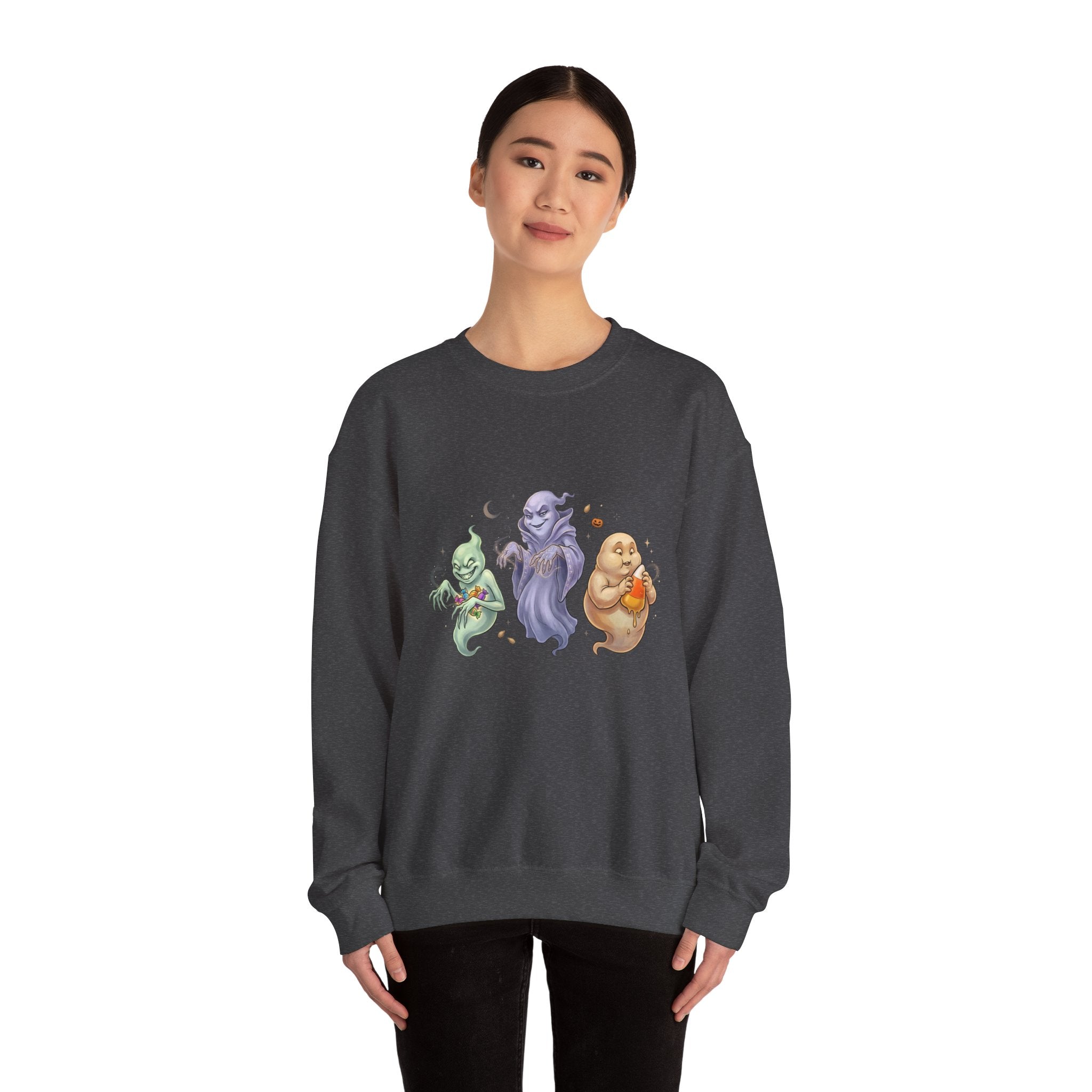 Three Quirky Ghosts Halloween Unisex Heavy Blend Crewneck Sweatshirt