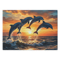 Dolphin Sunset Cutting Board — Ocean Wave Kitchen Decor